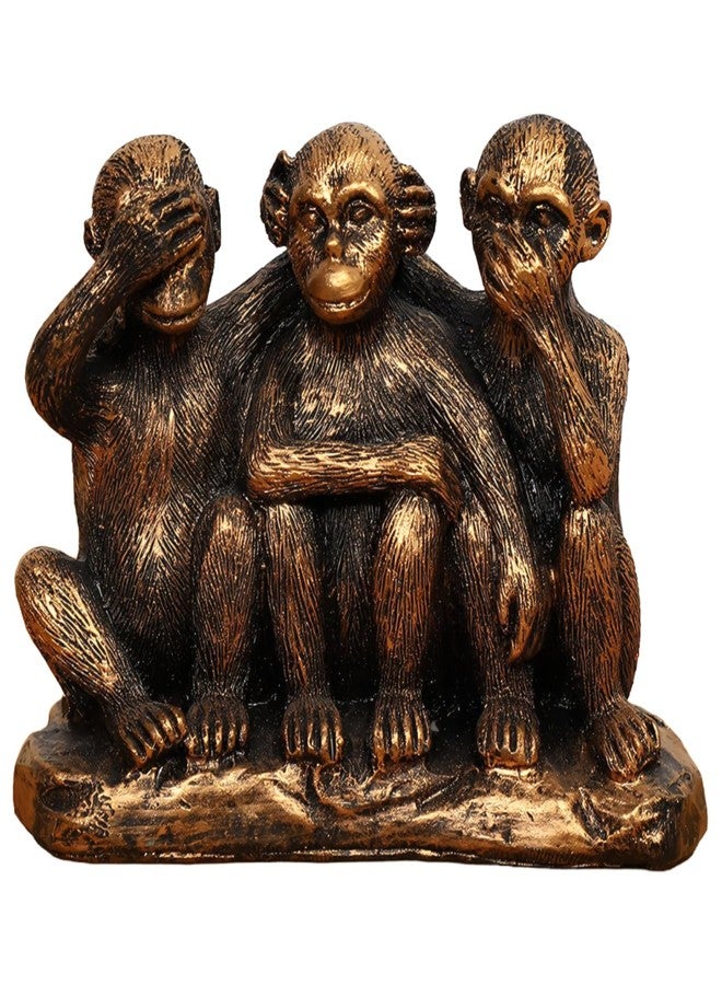 Wanwanzi 3 Wise Monkeys Statue Set - 3 in 1 Bronze Coated Resin Monkey - Hear No Evil See No Evil Speak No Evil - Monkey Figurines for Office & Home Decor - Gift Option - Image 1